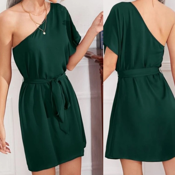 Boho one shoulder belted dress - Picture 12 of 15